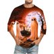 thumbnail image 1 of Camisas de Manga Larga para Hombres Imprimir Blusa de Manga Corta de Cuello Redondo, Camisas de Lino para Hombres, 1 of 4