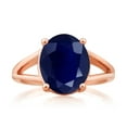thumbnail image 2 of Gem Stone King 18K Rose Gold Plated Silver Blue Sapphire Ring for Women (4.50 Cttw, Gemstone September Birthstone, Oval 12X10MM, Available in Size 5,6,7,8,9), 2 of 5