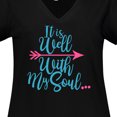 thumbnail image 4 of Inktastic It is Well with My Soul Pink Arrow Women's Plus Size V-Neck T-Shirt, 4 of 5