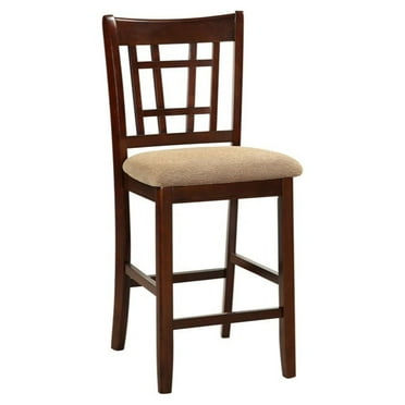 Benjara 41" Contemporary Solid Wood Counter Height Chair in Brown (Set of 2)