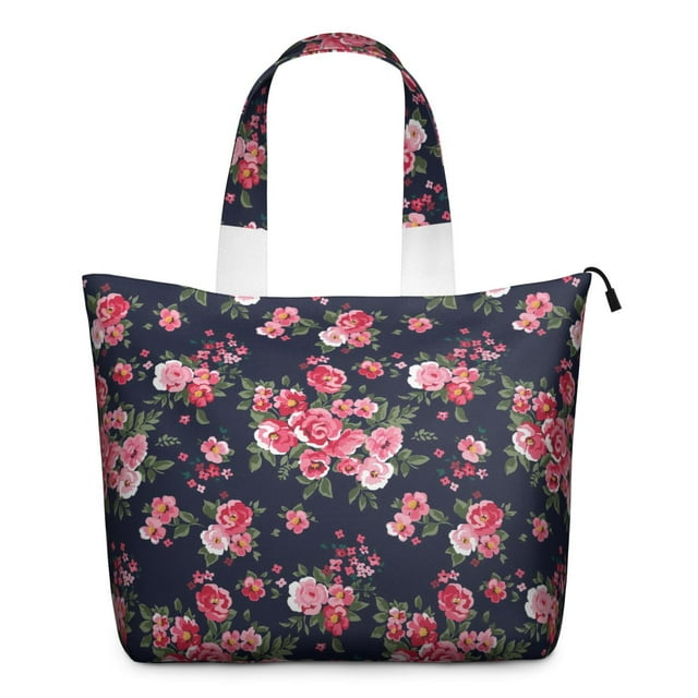 Sac de Nuit Boho Bloom à Imprimé Floral Artistique, Duffel de Voyage Léger, Multiples Poches, pour Femmes