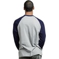 thumbnail image 2 of SLM Men's Long Sleeve Cotton Baseball Raglan Tee Shirt Jersey -Gray/Navy-Small, 2 of 4