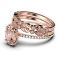 thumbnail image 4 of Gorgeous Minimalist 2.50 Carat Oval Cut Morganite And Diamond Moissanite Engagement Ring, Floral Wedding Ring, Two Matching Band in 925 Sterling Silver With 18k Rose Gold Plating, Gift For Her, 4 of 4