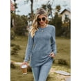 thumbnail image 2 of Chiclily Womens Long Sleeve Shirts Lightweight Pullover Sweaters Blue Large Crew Neck Tunics Tops, 2 of 6