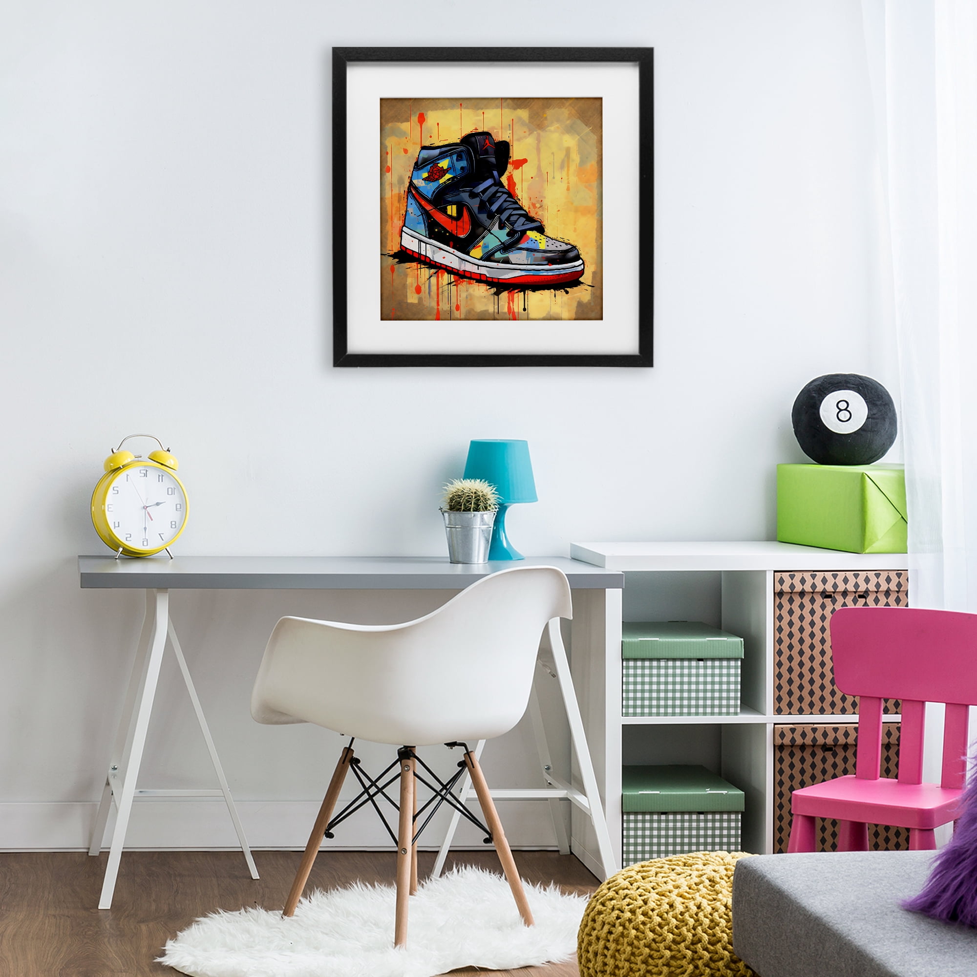 Stupell Industries Sporty Sneaker Drips Black Framed Print Under Glass, design by Creative Studio