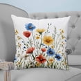 thumbnail image 4 of 20x20 Pillow Covers Set of 2, Red Blue Yellow Spring Floral Throw Pillow Covers Decorative Couch Cushion Case, Blooming Summer Botanical Microfiber Square Pillowcases for Bedroom Car Living Room, 4 of 7