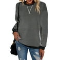 thumbnail image 4 of DOKOTOO Pullover Sweatshirt for Women Casual Loose Long Sleeve Crewneck Striped Pullover Top 2024 Tunic Tops Black M US8-10, 4 of 8