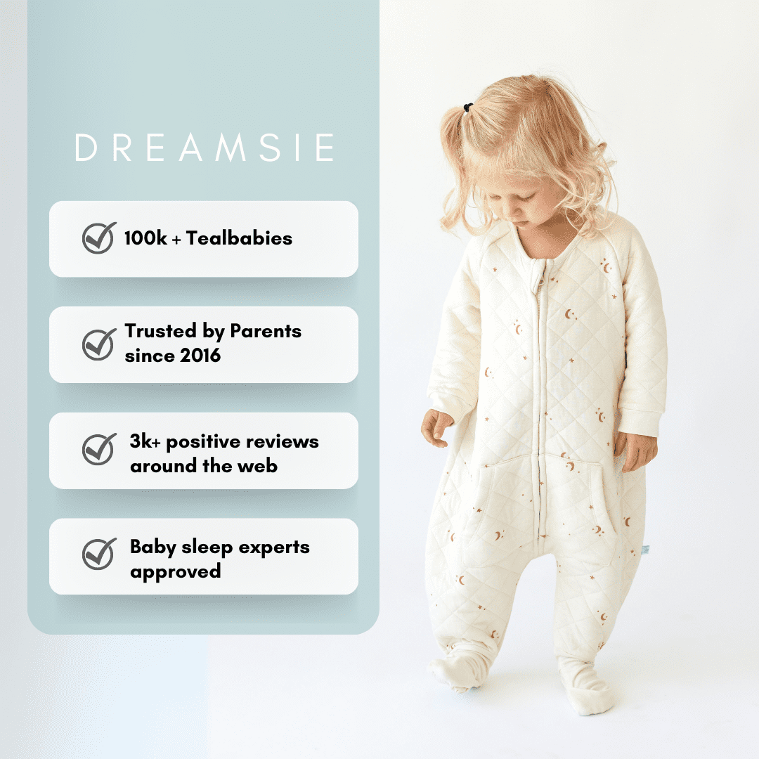 Tealbee Dreamsie - Bamboo Sleep Sack with Sleeves and Footies - (1.2 Tog) MoonsStars 3T-4T