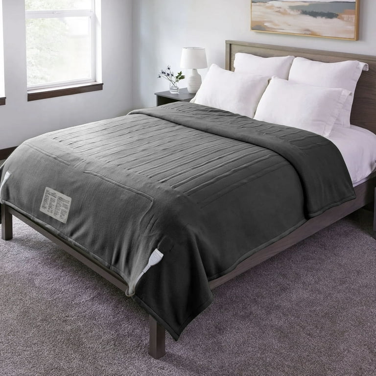 Superjoe Electric Blankets King Size Heated Blanket 100 x 90 King Blanket with Dual Controllers 10 Heat Settings Auto off Timer Gray Warm Gifts