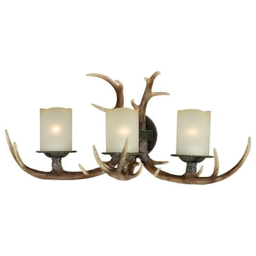 Yoho 3 Light Bronze Rustic Antler Bathroom Vanity Fixture
