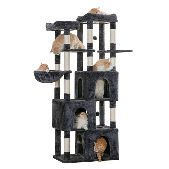 MWPO 70.1-in Cat Tree for Large Cat Tower with 3 Condos, 2 Perches and Stratching Post, Dark Gray