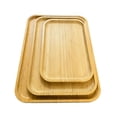 thumbnail image 6 of Set of 3 Bamboo Serving Trays Cutting Boards  Charcuterie Board Set for Cheese, Meat, Fruit & Appetizers  Decorative Wooden Platter for Kitchen, Home, & Bathroom Storage & Decor Rectangle, 6 of 9