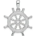 thumbnail image 1 of Sterling Silver Polished Cut-Out 3D Ships Wheel Pendant (Width 24) (Length 27.17) - Jbsp, 1 of 3