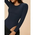 thumbnail image 2 of MOYIKO Crewneck Long Sleeve Body Suits Womens Slim Fitted Tight Basic Tops, 2 of 7