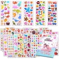 thumbnail image 1 of Pegatinas para niños 1000 +, 40 hojas diferentes, pegatinas 3D hinchadas para niños, pegatinas a granel para regalo de cumpleaños de niña, álbumes de recortes, maestros, niños pequeños, incluidos anim, 1 of 3