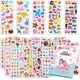 thumbnail image 1 of Pegatinas para niños 1000 +, 40 hojas diferentes, pegatinas 3D hinchadas para niños, pegatinas a granel para regalo de cumpleaños de niña, álbumes de recortes, maestros, niños pequeños, incluidos anim, 1 of 3