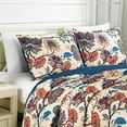 thumbnail image 3 of Chezmoi Collection Paradise 3-Piece Floral Quilt Set King, Multicolor Blue Red Orange Cream Printed Microfiber Lightweight Bedspread Set for All season, 3 of 9