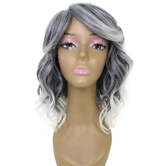 LUXLUXE Adult Women's Madison 14-Inch Wavy Full Wig – Heat-Resistant Synthetic Hair with Adjustable Cap, Natural & Blended Shades