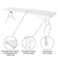 thumbnail image 7 of 8 Foot Folding Table,White Plastic Folding Table,Built-in Handle,Indoor Outdoor Table for Picnic Party Dining Camping,White, 7 of 7