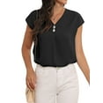 thumbnail image 4 of Cueply Womens Summer Tops Short Sleeve V Neck Dressy Casual Chiffon Blouses T Shirts Tops, 4 of 6