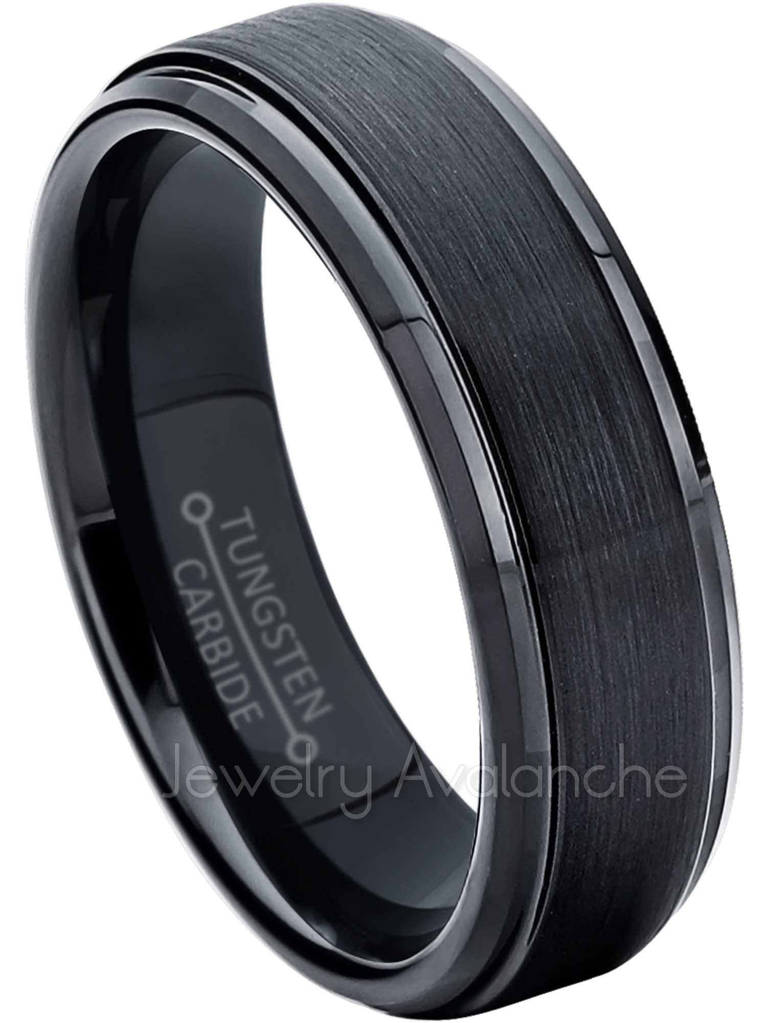 Tungsten Carbide Womens Wedding Band Comfort Fit Brushed Black IP