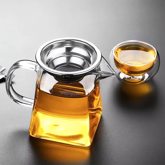 Borosilicate Glass Teapot - Blooming/Loose Tea Maker for Camping & Travel Borosilicate Clear Tea Kettle with Removable Stainless Steel Infuser