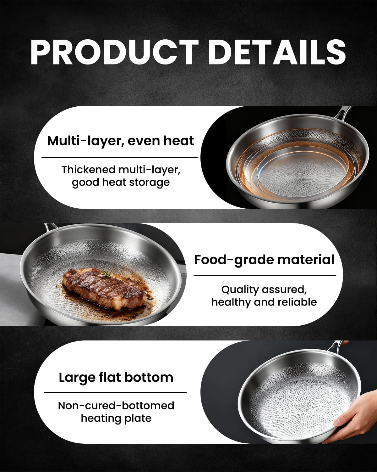 Titanium Pans for Cooking, Non Stick Frying Pan with Lid,  Dishwasher Safe Oven Safe Cookware for All Stovetops