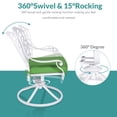 thumbnail image 7 of MEETWARM 3-Piece Outdoor Patio Dining Set, All-Weather Cast Aluminum Patio Conversation Set for Backyard Garden with 2 Cushions Swivel Rocker Chairs and 35.4" Round Table, 2.2" Umbrella Hole, White, 7 of 7