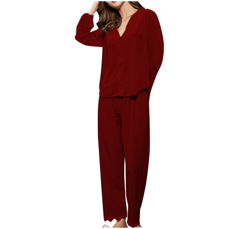 AherBiu Velour Pajama Sets for Women 2 Piece Lace Button down Shirt and  Pants Sleepwear Pjs Comfy Set 