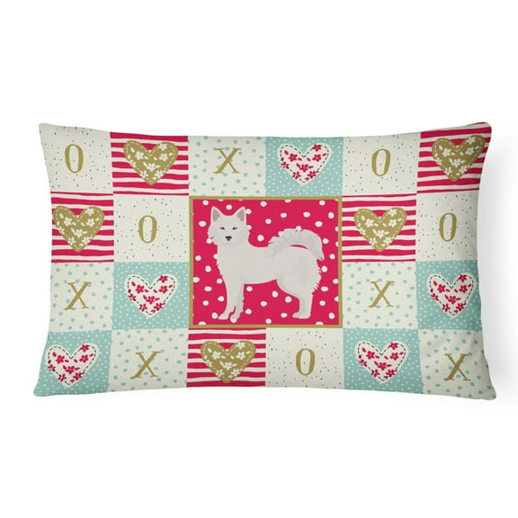 Carolines Treasures CK5826PW1216 Danish Spitz Love Canvas Fabric Decorative Pillow, Red, 12H x16W, multicolor