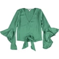 thumbnail image 2 of bar III Blusa de punto con lazo en el frente para mujer, verde, XXL, 2 of 3