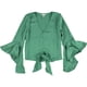 thumbnail image 2 of bar III Blusa de punto con lazo en el frente para mujer, verde, XXL, 2 of 3