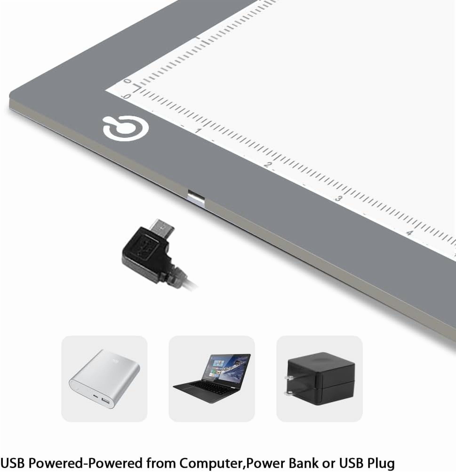 Portable A4 LED Copy Board Light Tracing Box, Silver Ultra-Thin Adjustable USB Power Artcraft LED Trace Light Pad for Tattoo Drawing, Streaming, Sketching, Animation, Stenciling
