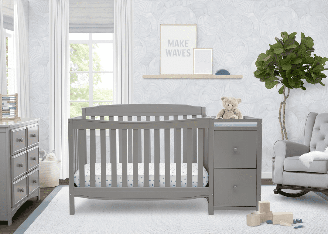 Delta Children Mason 6-in-1 Convertible Crib and Changer, Gray