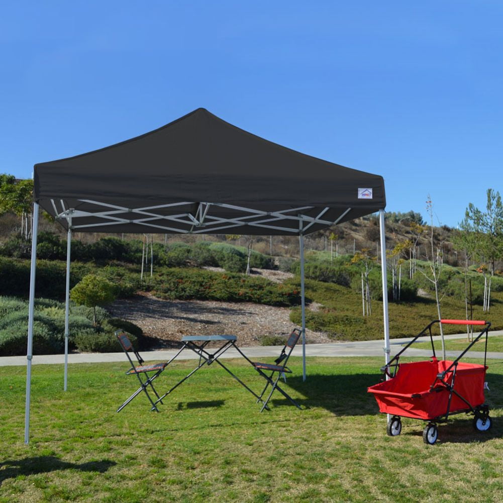 Impact Canopy 10 x 10 Pop Up Canopy Tent, Straight Leg Shelter, Steel Frame, UV Coated, Roller Bag, Black