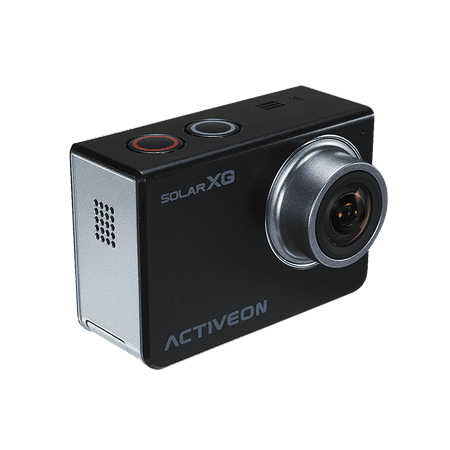 ACTIVEON Solar XG Action Camera + Solar Charging Station (1080p 60fps, 14MP CMOS Sensor) - Touchscreen LCD - Waterproof Housing - Smartphone