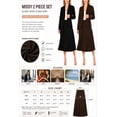 thumbnail image 6 of Women's Two Piece Set Solid Long Sleeve Casual Blazer Relaxed A-Line Midi Skirt, 6 of 7