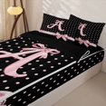 thumbnail image 3 of Manfei Letter A Print Zipper Twin Comforter Sets with Fitted Sheet and 2 Pillowcases,Pink Dreamy Bow Zipper Bedding Set,Black Reversible,4 Pieces, 3 of 7