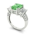 thumbnail image 2 of 4.27 ct Emerald Cut Simulated Green Diamond 3 Stone 18K White Gold Womens Engagement Ring, 2 of 5
