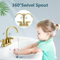 thumbnail image 3 of Bathroom Faucets for Sink 3 Hole,4 Inch Centerset Waterfall Faucet 2 Handle for Bathroom Sink with Pop-Up Drain and Supply Lines Brushed Gold, 3 of 9