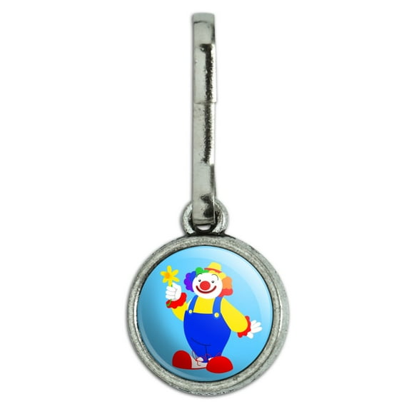 Clown with Flower and Big Shoes Antiqued Charm Clothes Purse Suitcase Backpack Zipper Pull Aid