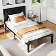 thumbnail image 5 of Amolife Twin Size Metal Platform Bed Frame with Faux Leather Headboard, Black, 5 of 11