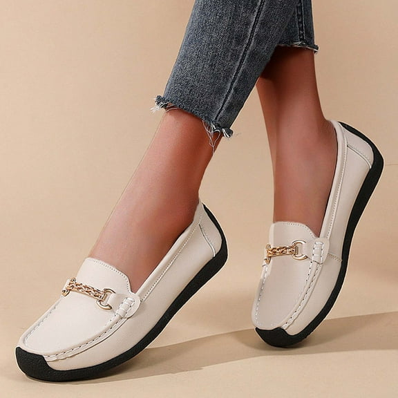 Tawop Shoes Women Womens Dress Shoes Work Shoes Flats Casual Comfort Soft Sole Loafers Beige 5.5