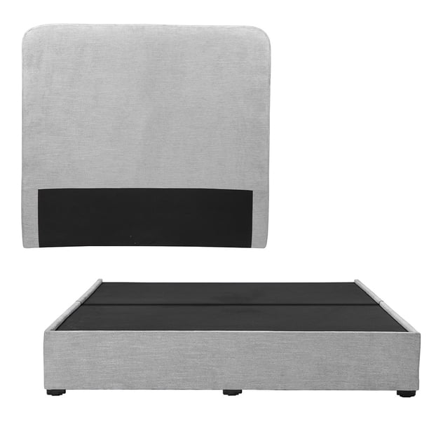 Box Base Cama King Size + Cabecera Aria Trinity Platinado