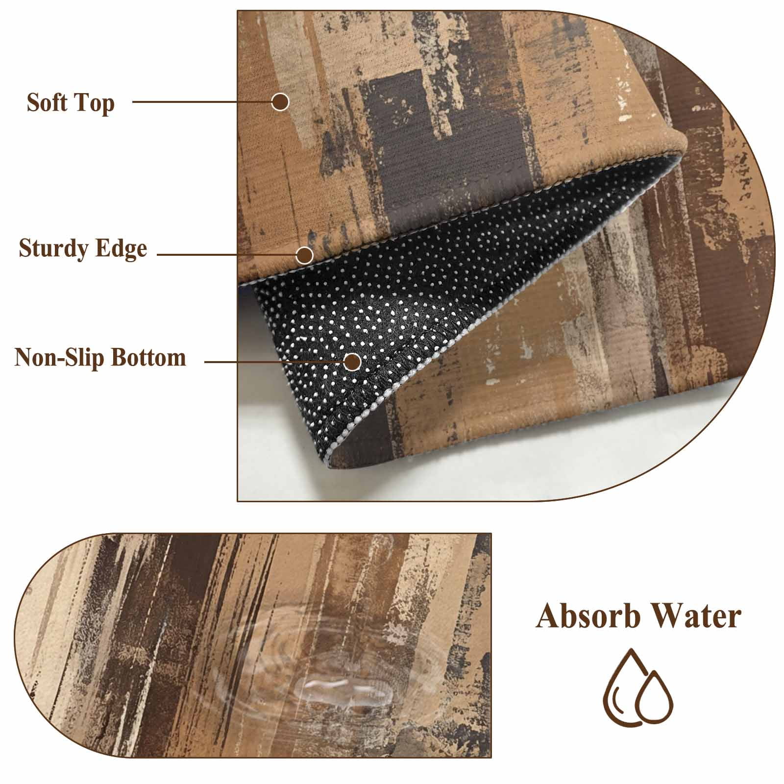 Area Rugs 2.7'x5', Brown Abstract Carpet for Living Room Bedroom Dining Room, Vintage Geometric Gradient Oil Painting Modern Throw Kitchen Rugs Non Slip Washable Rectangle Indoor Outdoor Rugs