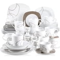 thumbnail image 1 of ZXNYH,  50-Piece Dinnerware Sets for 6, Including Porcelain Plates Sets, Bowls, Mugs, Egg Cups, Cup and Saucer Set, Milk Jug and Sugar Pot Set, Microwave and Dishwasher Safe, 1 of 5