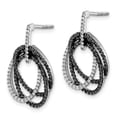 thumbnail image 2 of Finest Gold 14K White Gold White & Black Diamond Ovals Dangle Post Earrings, 2 of 4