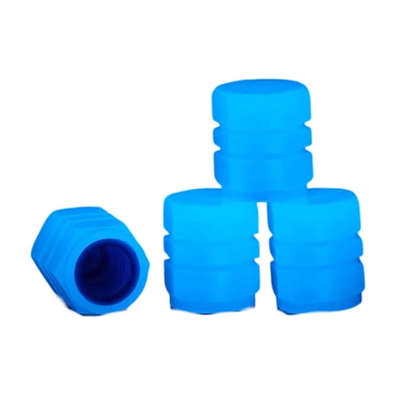 4-Pack Luminous Car Tire Valve Caps, Blue Universal Tire Valve Covers - Glows in the Dark, Durable Plastic, Fits Most Small Vehicle Tires - For Car Owners, Vehicle Tire Maintenance, Night Visibility