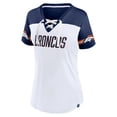 thumbnail image 2 of Women's Fanatics White Denver Broncos Dueling Slant V-Neck Lace-Up T-Shirt, 2 of 3