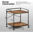 thumbnail image 3 of Under Desk Printer Stand - Large Printer Table with Adjustable Storage Shelf - 2 Tier Rolling Printer Cart with Wheels - Use for 3D, Laser, Home Office (Rustic Brown), 3 of 9